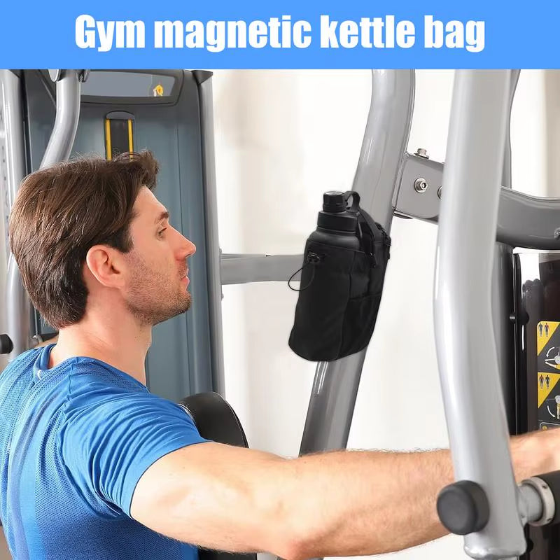 Magnetic Water Bottle Holder Large Capacity Gym Bag with Cell Phone Pocket Strong Magnets to Fix Water Bottles Gym Storage Bag