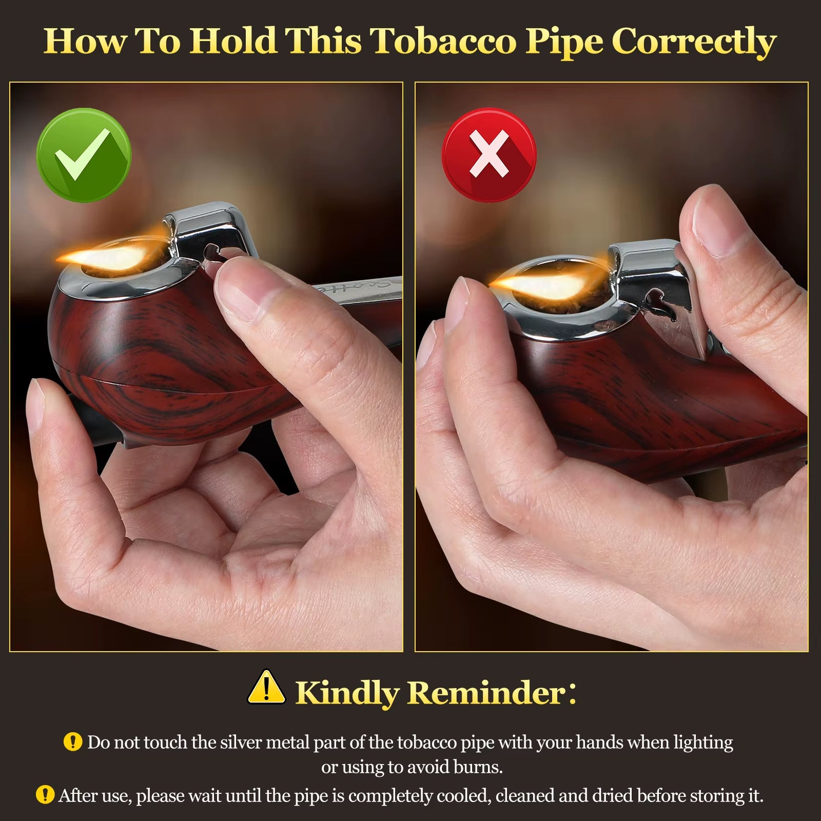 Portable Pipe, Mini Pipe with Refillable Pipe Lighter Function, Include Pipe Filter Pipe Cleaner and Pipe Screen, with Gift Box