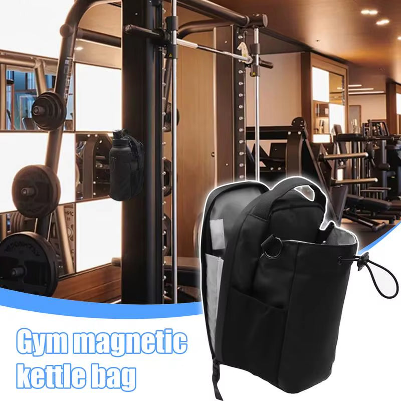 Magnetic Water Bottle Holder Large Capacity Gym Bag with Cell Phone Pocket Strong Magnets to Fix Water Bottles Gym Storage Bag