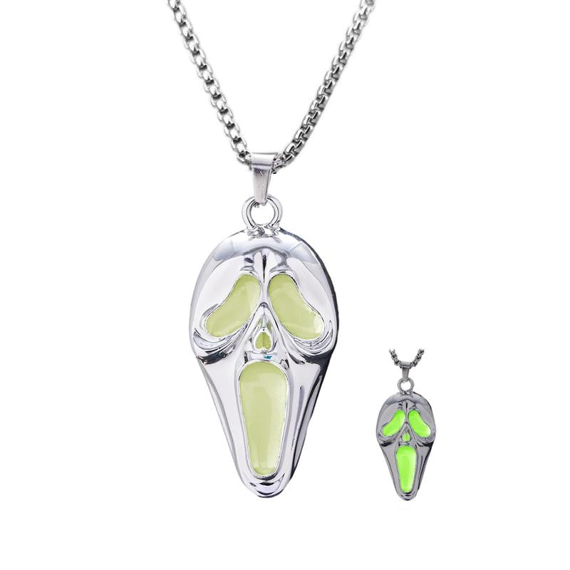 Gothic Halloween Ghost Necklace, Glow-In-The-Dark Skull Pendant Horror Jewelry Gift for Men & Women