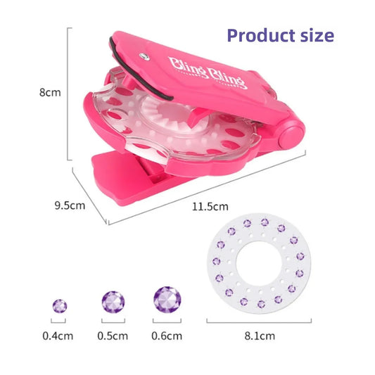 Dreamy Pink Hair Styling Toy Diamond Stamping Machine Fashion Accessory for Girls Beauty Hairdressing Tool Jewelry Decoration