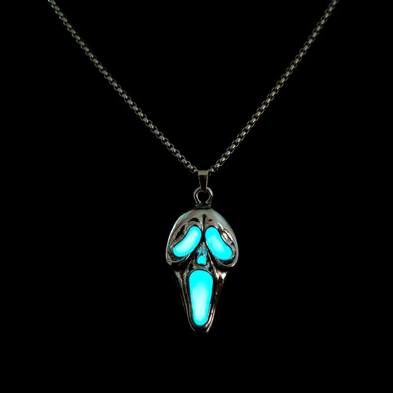Gothic Halloween Ghost Necklace, Glow-In-The-Dark Skull Pendant Horror Jewelry Gift for Men & Women