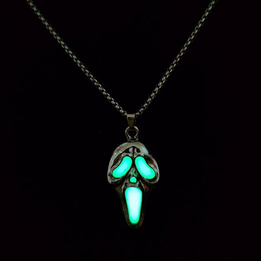 Gothic Halloween Ghost Necklace, Glow-In-The-Dark Skull Pendant Horror Jewelry Gift for Men & Women