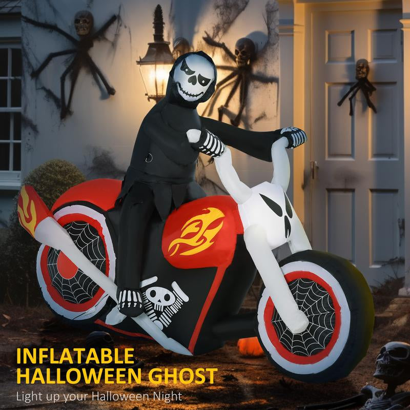 Halloween Inflatables Outdoor Decorations Grim Ghost Biker, Blow up LED Yard Decor for Garden, Lawn, Party, Holiday, Waterproof