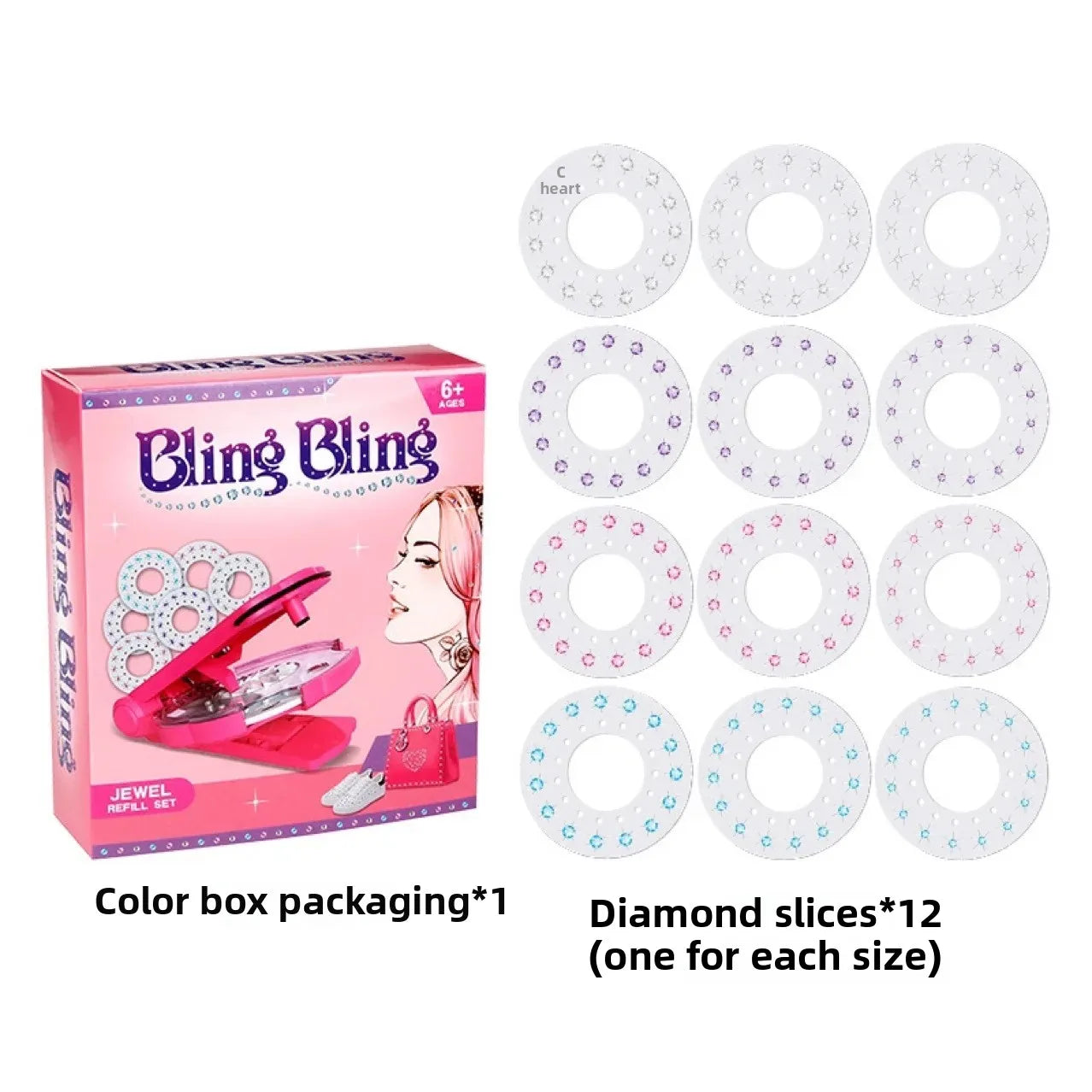 Dreamy Pink Hair Styling Toy Diamond Stamping Machine Fashion Accessory for Girls Beauty Hairdressing Tool Jewelry Decoration