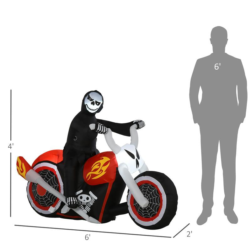 Halloween Inflatables Outdoor Decorations Grim Ghost Biker, Blow up LED Yard Decor for Garden, Lawn, Party, Holiday, Waterproof
