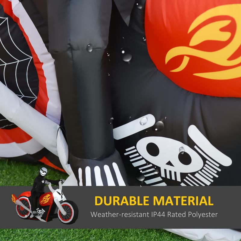 Halloween Inflatables Outdoor Decorations Grim Ghost Biker, Blow up LED Yard Decor for Garden, Lawn, Party, Holiday, Waterproof